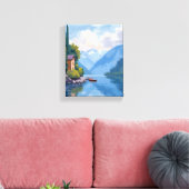 コモ湖(イタリア絵を描の芸術) キャンバスプリント (インサイチュ (リビング))