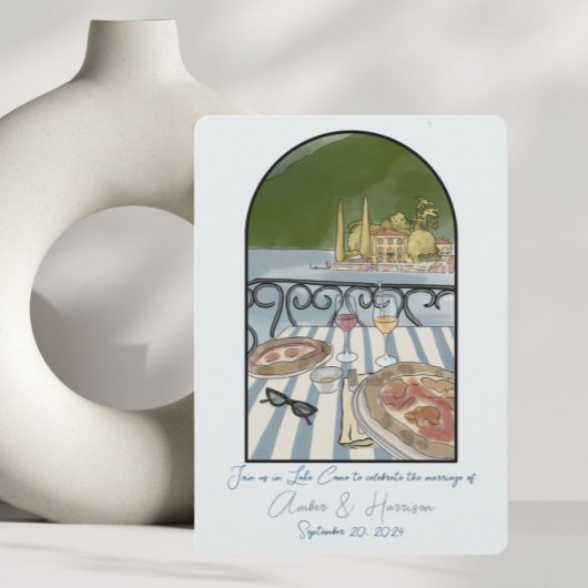 コモ湖 イタリア 結婚式 保存日 招待状