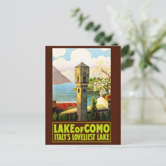 コモ・イタリア湖の中で最も美しい湖。 ポストカード (スタンド正面)