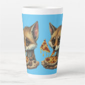 コヨおもしろいー食べ物テのピザ カフェラテマグ (正面)