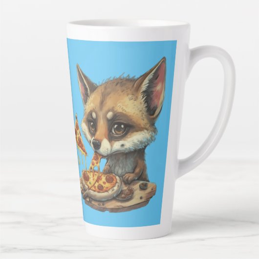 コヨおもしろいー食べ物テのピザ カフェラテマグ (右)