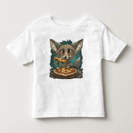 コヨおもしろいー食べ物テのピザ トドラーTシャツ (正面)