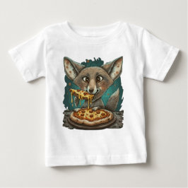 コヨおもしろいー食べ物テのピザ ベビーTシャツ