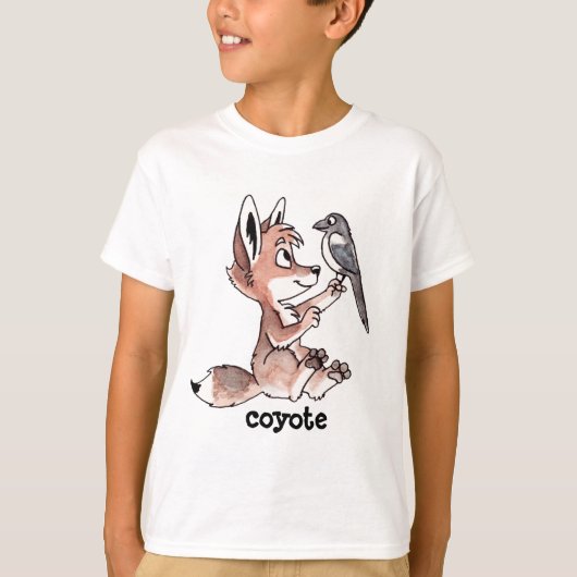 コヨーテおよびカササギの子供のTシャツ Tシャツ (正面)