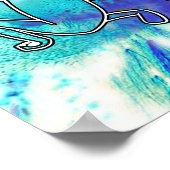 コヨーテが青い火山の上を跳躍 ポスター (角)