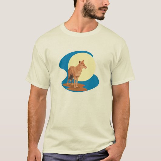 コヨーテと満月のデザイン Tシャツ (正面)