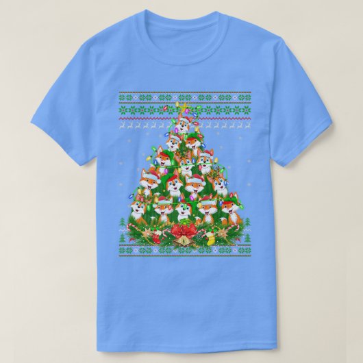 コヨーテクリスマス照明ツリーサンタ醜いコヨーテキリスト Tシャツ (デザイン正面)