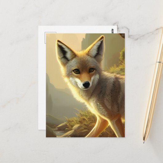 コヨーテパップワイルドライフポートレート ポストカード (正面/裏面インサイチュ)