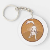 コヨーテレトロサンセットヴィンテージウィルダネスアニマルアート キーホルダー (正面)
