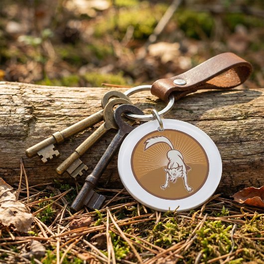 コヨーテレトロサンセットヴィンテージウィルダネスアニマルアート キーホルダー