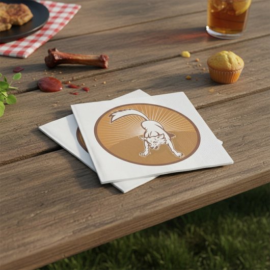 コヨーテレトロサンセットヴィンテージウィルダネスアニマルアート スタンダードランチョンナプキン