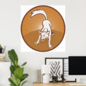 コヨーテレトロサンセットヴィンテージウィルダネスアニマルアート ポスター (ホームオフィス)