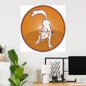 コヨーテレトロサンセットヴィンテージウィルダネスアニマルアート ポスター