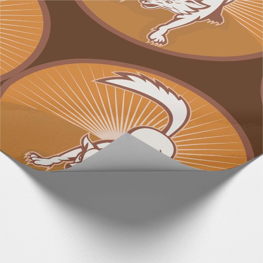 コヨーテレトロサンセットヴィンテージウィルダネスアニマルアート ラッピングペーパー