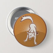 コヨーテレトロサンセットヴィンテージウィルダネスアニマルアート 缶バッジ (正面&裏面)