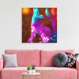 コヨーテ抽象芸術アートサグアーロカボスデザートブラウン キャンバスプリント