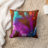 コヨーテ抽象芸術アートサグアーロカボスデザートブラウン クッション (ブランケット)