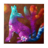 コヨーテ抽象芸術アートサグアーロカボスデザートブラウン タイル (正面)