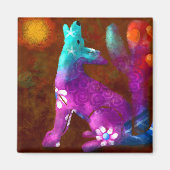 コヨーテ抽象芸術アートサグアーロカボスデザートブラウン マグネット (正面)