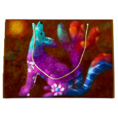 コヨーテ抽象芸術アートサグアーロカボスデザートブラウン ラージペーパーバッグ (正面)