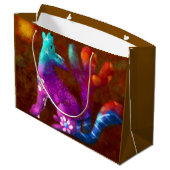 コヨーテ抽象芸術アートサグアーロカボスデザートブラウン ラージペーパーバッグ (裏面アングル)