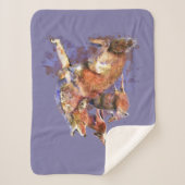 コヨーテ水彩動物野生動物自然アート シェルパブランケット (正面)