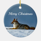 コヨーテ雪写真 セラミックオーナメント (裏面)