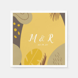 コラオーガニックージモンステ結婚ラの地球トーン黄色 スタンダードカクテルナプキン