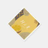 コラオーガニックージモンステ結婚ラの地球トーン黄色 スタンダードカクテルナプキン (角)