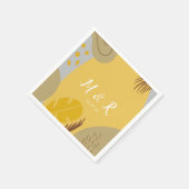 コラオーガニックージモンステ結婚ラの地球トーン黄色 スタンダードカクテルナプキン (角)