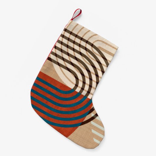 コラコンテンポラリーージュウォールアートレトロプリントセットフォー スモールクリスマスストッキング (正面 (吊り時))