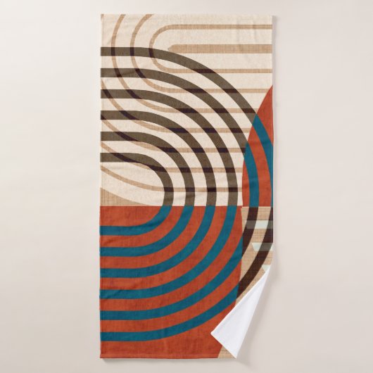 コラコンテンポラリーージュウォールアートレトロプリントセットフォー バスタオル (バスタオル)