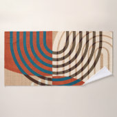 コラコンテンポラリーージュウォールアートレトロプリントセットフォー バスタオル (バスタオル)