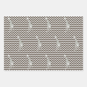 コラサファリシェブロンとアポップ・アートのートキリン ラッピングペーパーシート