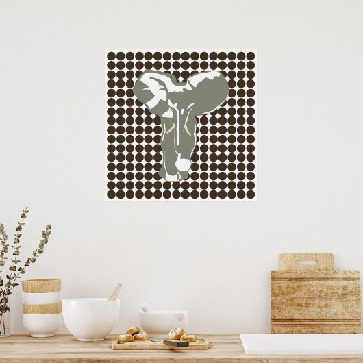 コラサファリドットポップ・アートのウィズアートエレファント ポスター (キッチン)