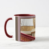 コラムの球および赤い柵2のコーヒー茶マグ マグカップ (左)