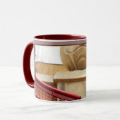 コラムの球および赤い柵2のコーヒー茶マグ マグカップ (正面左)