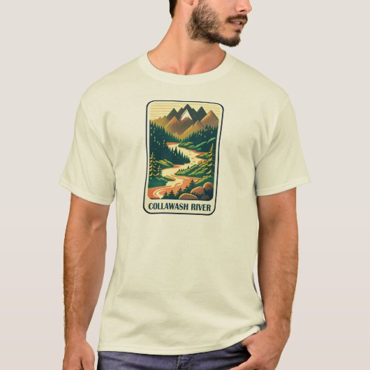 コラワッシュ川 オレゴン 色 Tシャツ (正面)