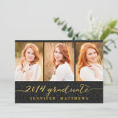 コラーシンプルジュグリッター卒業パーティ招待状 招待状 (スタンド正面)