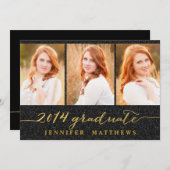 コラーシンプルジュグリッター卒業パーティ招待状 招待状 (正面/裏面)