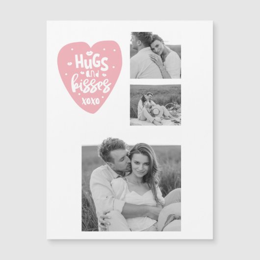 コラージカップルの写真とハグとキスPInkハート (正面)