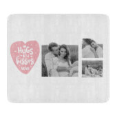 コラージカップルの写真とハグとキスPInkハート カッティングボード (正面)