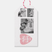 コラージカップルの写真とハグとキスPInkハート ギフトタグ (正面)