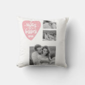 コラージカップルの写真とハグとキスPInkハート クッション (正面)
