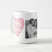 コラージカップルの写真とハグとキスPInkハート コーヒーマグカップ (正面左)