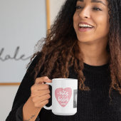 コラージカップルの写真とハグとキスPInkハート コーヒーマグカップ