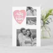 コラージカップルの写真とハグとキスPInkハート シーズンカード (スタンド正面)