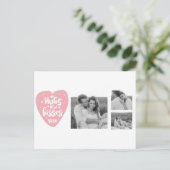 コラージカップルの写真とハグとキスPInkハート シーズンポストカード (スタンド正面)