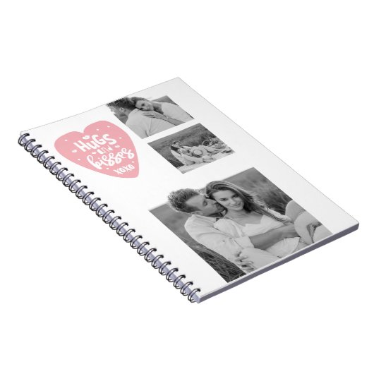 コラージカップルの写真とハグとキスPInkハート ノートブック (右側)