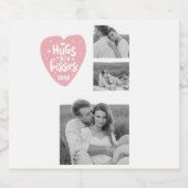 コラージカップルの写真とハグとキスPInkハート ビールラベル (シングルラベル)